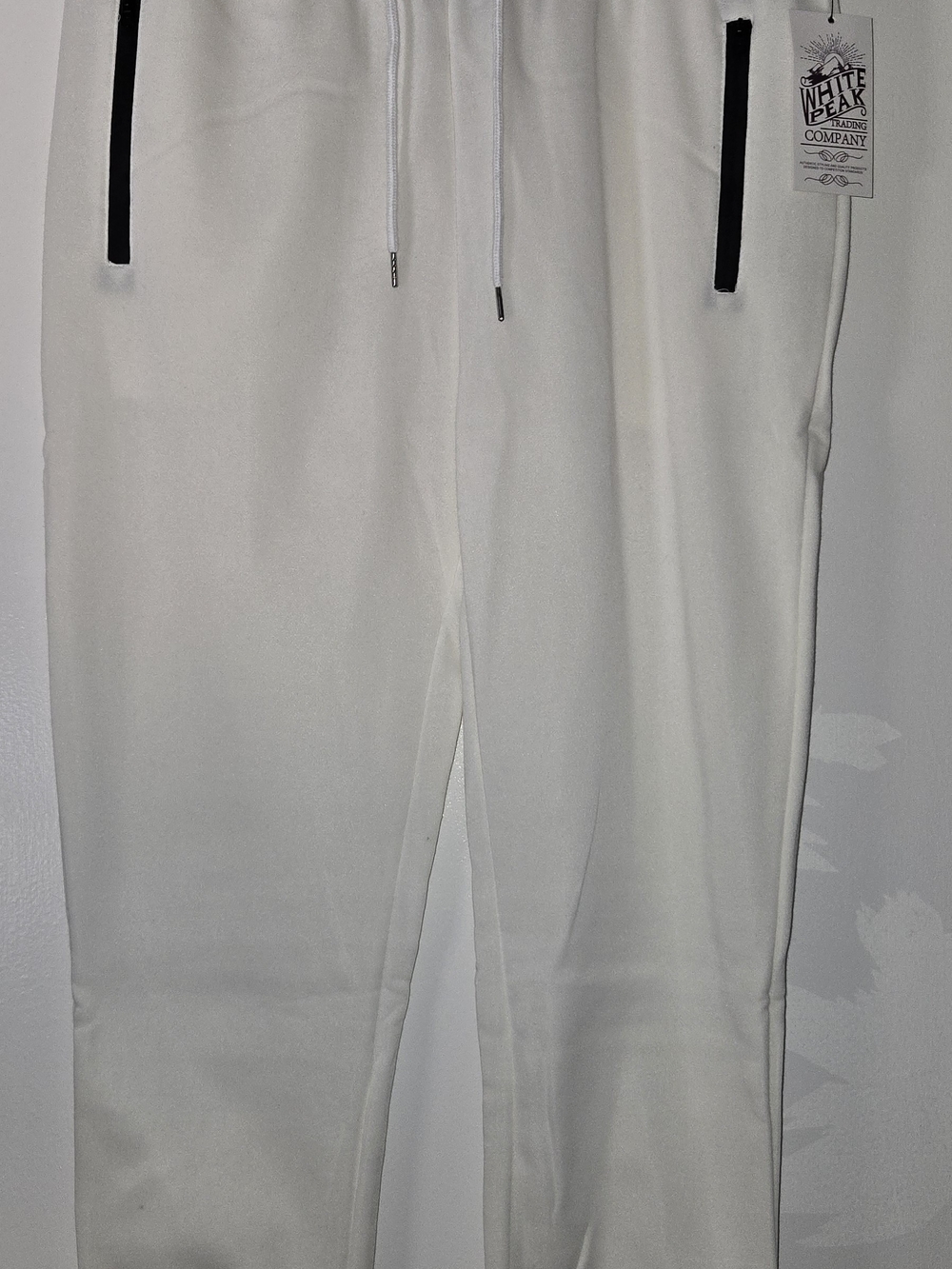 Men’s White Joggers with Black Zip Accents